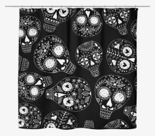 Freehand Sugar Skull Shower Curtain - Floral Design