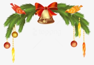 Free Png Christmas Bells With Pine Branch Png - Christmas Bells