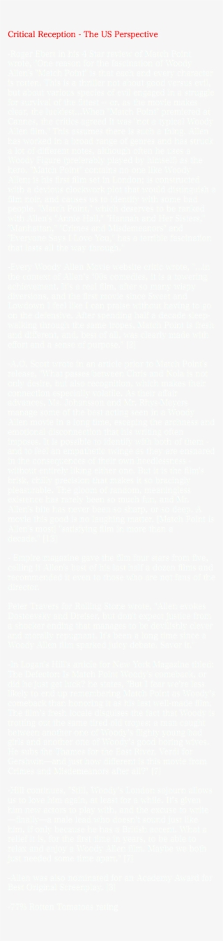 The Us Perspective -roger Ebert In His 4 Star Review - Woody Allen