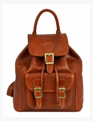 Orange Womens Leather Backpack - Satchel