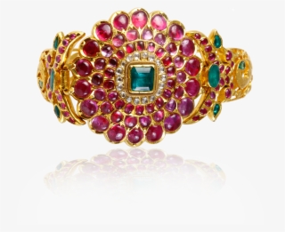 Antique Ruby Emerald Floral Bracelet - Crystal