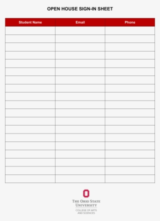 Blank Open House Sign In Sheet - Number