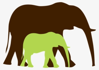 Asian Elephant Clipart Elephant Herd - Mommy And Baby Elephant Png