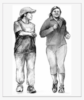 Drawing Of Brisk Walking With Friends - Walking Sketch Of Human Figure