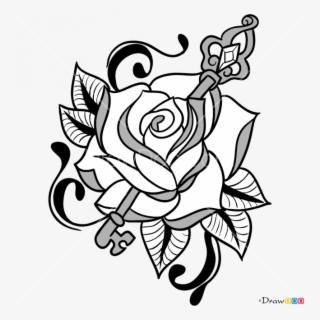 665 X 665 2 - Drawing Rose And Key