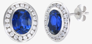 These Luxurious Blue Sapphire Oval Earrings Define - Diamond
