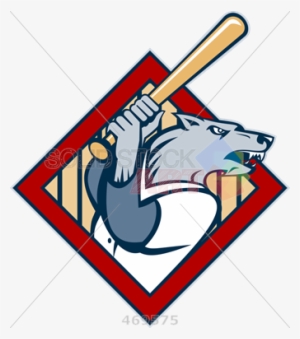Stock Illustration Of Cartoon Rendition Of Wolf Holding - Baseball Bat