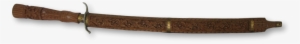 Vintage Carved Teak Dha Sword - Teak
