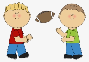 Boys Throwing A Football - Boys Clipart