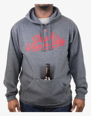 Grey And Red Bottle Pouch Hoodie - Hoodie