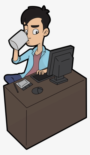 Open - Guy Using Computer Cartoons
