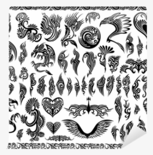 Iconic Dragons Border Frames Tattoo Tribal Vector Set - Tribal Frame Tattoos