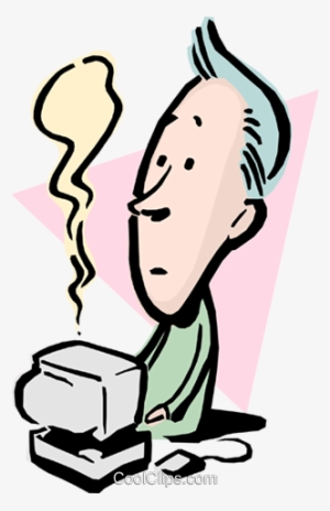 Cartoon Man With Computer Problem Royalty Free Vector - Computer Problem Clipart Transparent