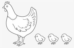 Png Free Library Chick Clipart Black And White - Hen With Chicks Drawing