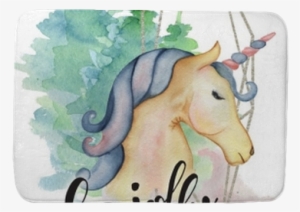 Cute Unicorn Watercolor Hand Drawn Merry Christmas - Watercolor Painting