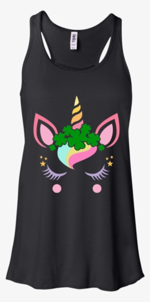 St Patrick's Day Leprechaun Unicorn Face - Keep Calm And Walk A French Bulldog Flowy Tank Top.