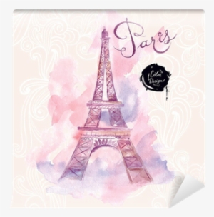 Vector Watercolor Illustration Wall Mural • Pixers® - Eiffel Tower Pink