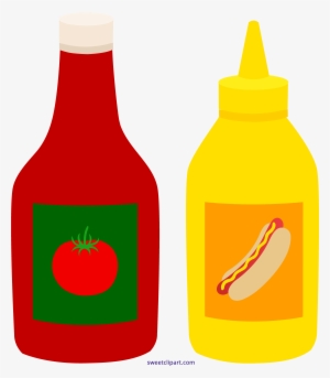 Clip Black And White Ketchup Mustard Bottles Clipart - Ketchup Clipart