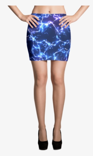 Neon Blue Lightning Mini Skirt - Skirt