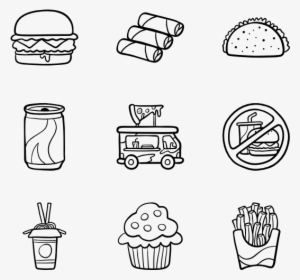 Graphic Black And White Hand Drawn Icon Packs Svg Psd - Food Icons Chalk Png
