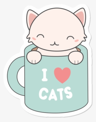 Kawaii Cute Coffee Cat - Cartoon