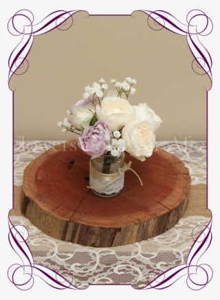 Lilac Mauve And Cream Peony And Baby's Breath Rustic - Bridesmaid Peony And Roses Bouquets