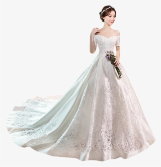 Wedding Dress 2018 New Word Shoulder Korean Fashion - Wedding Dress