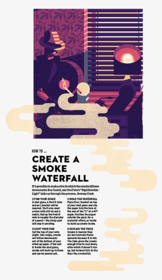 Wired Smoke Waterfall - Owen Davey Editorial Illustration