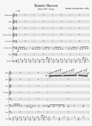 Kinetic Harvest Sheet Music For Harpsichord, Synthesizer, - Kinetic Cello Song Sheet Music