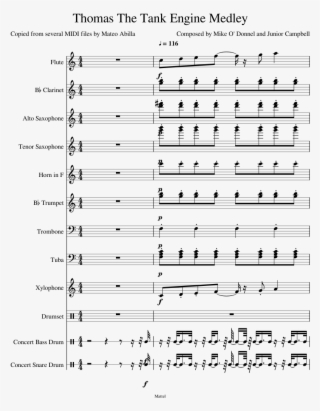 Thomas The Tank Engine Medley Sheet Music Composed - Mo Bamba Clarinet Sheet Music