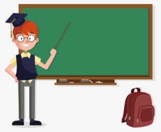 Cartoon Teacher With Blackboard