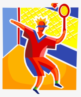 Vector Illustration Of Sport Of Badminton Player Swings
