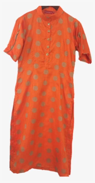 Golden Silk Kurti - Polka Dot