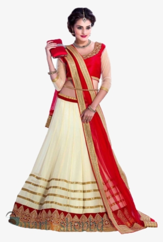 Png - Red And Cream Lehenga