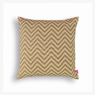 Beige Chevron Pillow, Cotton, Print In Back & Front, - Grand Suite By Capri
