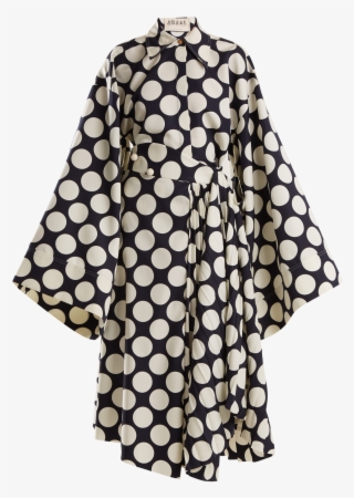 A - W - A - K - E - Mode Polka-dot Print Pleated Dress - Checkered Shirt