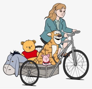 Madeline Widing Her Bicycle With Winnie The Pooh, Piglet, - Christopher Robin 2018 Madeline Robin