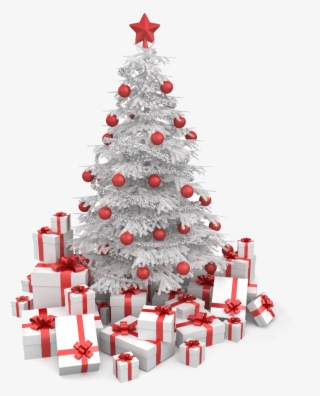 Box White Tree Christmas Gift Free Clipart Hd Clipart - Arvores De Natal Branca E Vermelha