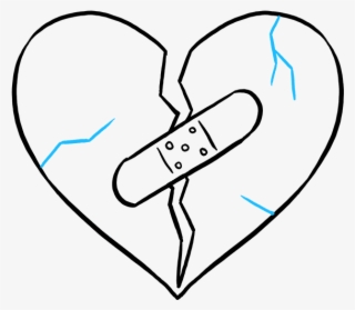 How To Draw Broken Heart - Broken Heart With Bandaid Drawing