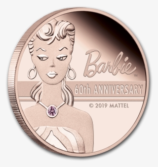 2019 Tuvalu 2 Oz Rose Gold 60th Anniversary Barbie™ - Barbie 60th Anniversary 2019