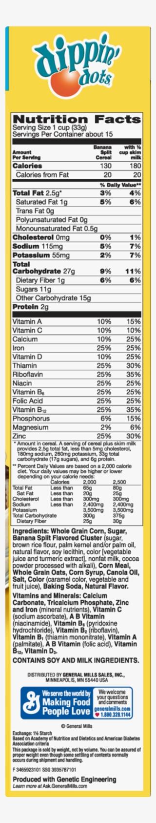 Dippin Dots Banana Split Flavored Cereal Family Size, - Dippin Dots Cereal Nutrition Facts