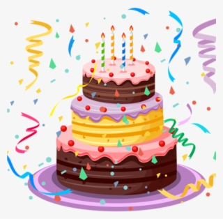 Happy Birthday Cake Clipart Birthday Cake With Confetti - Transparent Background Birthday Cake Png