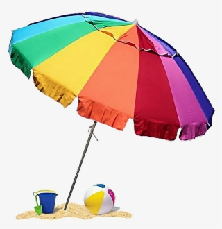 Beach Umbrella Umbrella Colourfull Rainbow Beachday - Beach Umbrella