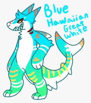 Blue Hawaiian Great White Shark - Cartoon