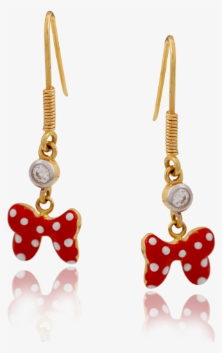 Golden Enamel Minnie Mouse Bow Dangler - Earrings