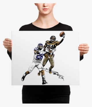Antonio Brown Interception Signature Art Canvas - Canvas