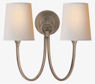 Reed Double Sconce In Antique Nickel With Natural Paper - Decorative Light Png Hd