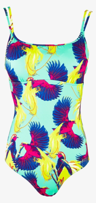 Women Round Neckline One Piece Swimsuit Birds Of Paradise - Swimsuit