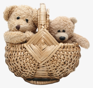 Two Teddy Bear In Basket - Teddy Bear
