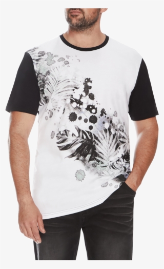 White Splatter Fern Crew Tee - Tiger